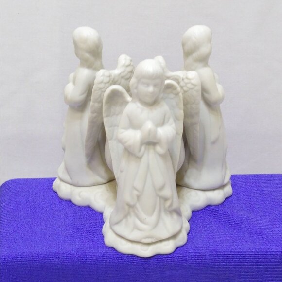 Vintage Porcelain Angel Trio Figurine  Handcrafted Collectible Decor  4.5" Tall - Picture 7 of 11